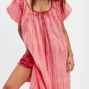 Free People Waymar Set Red and White with bloomers New